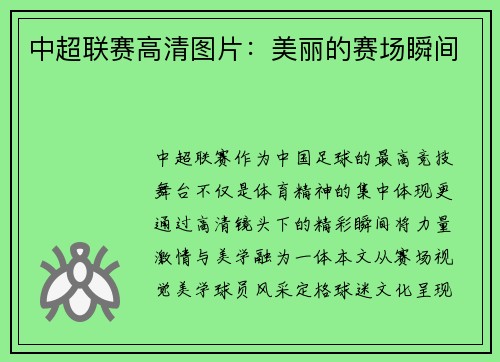 中超联赛高清图片：美丽的赛场瞬间